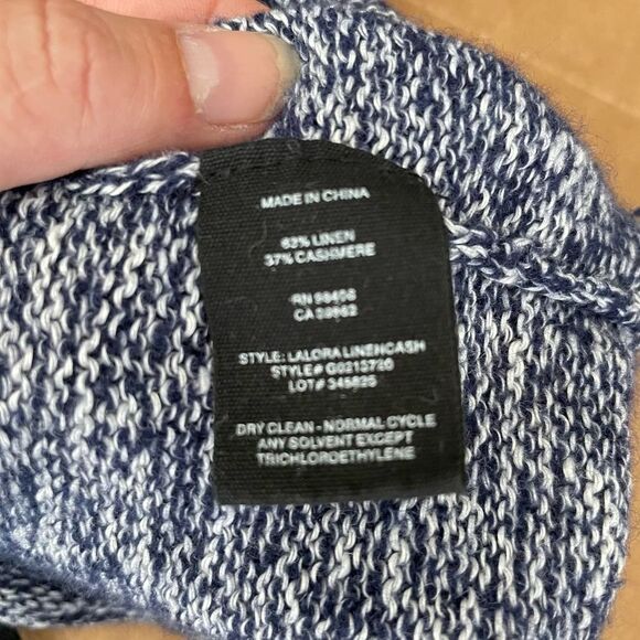 Theory Blue Speckled Knit Wide Neck Sweater Cashmere Linen sz. S #QQ - Picture 7 of 9